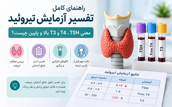 تفسیر آزمایش تیروئید؛ معنی TSH، T4 و T3 بالا و پایین